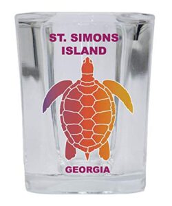 st. simons island georgia souvenir rainbow turtle design square shot glass