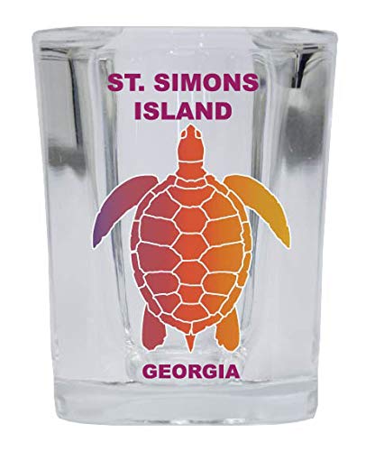 St. Simons Island Georgia Souvenir Rainbow Turtle Design Square Shot Glass