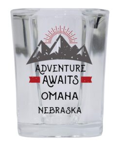 r and r imports omaha nebraska souvenir 2 ounce square base liquor shot glass adventure awaits design