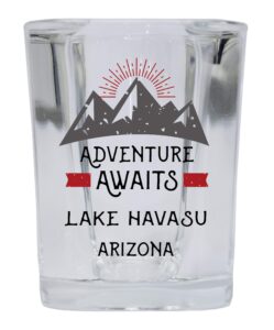 r and r imports lake havasu arizona souvenir 2 ounce square base liquor shot glass adventure awaits design