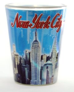 new york blue photo collage metallic skyline shot glass