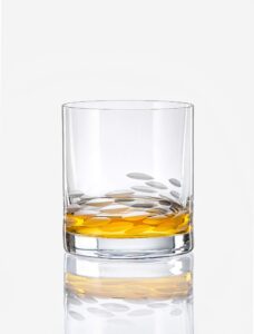 barski glass tumbler - old fashioned - whiskey glasses - classic lowball - set of 4 tumblers - rocks glass - bourbon - scotch - cocktails - cognac - frosted design - 12 oz. - made in europe