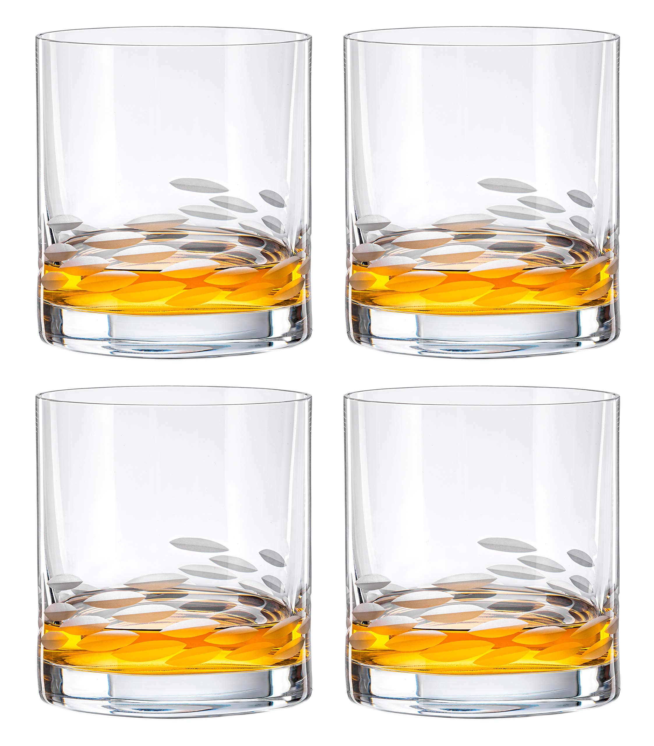 Barski Glass Tumbler - Old Fashioned - Whiskey Glasses - Classic Lowball - Set of 4 Tumblers - Rocks Glass - Bourbon - Scotch - Cocktails - Cognac - Frosted Design - 12 Oz. - Made in Europe