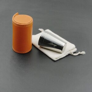 iSavage Shot Glasses with Orange Leather Case 1.2oz Each Set of 4 18/8 Stainless Steel, 1pc Reusable Bag-YM206