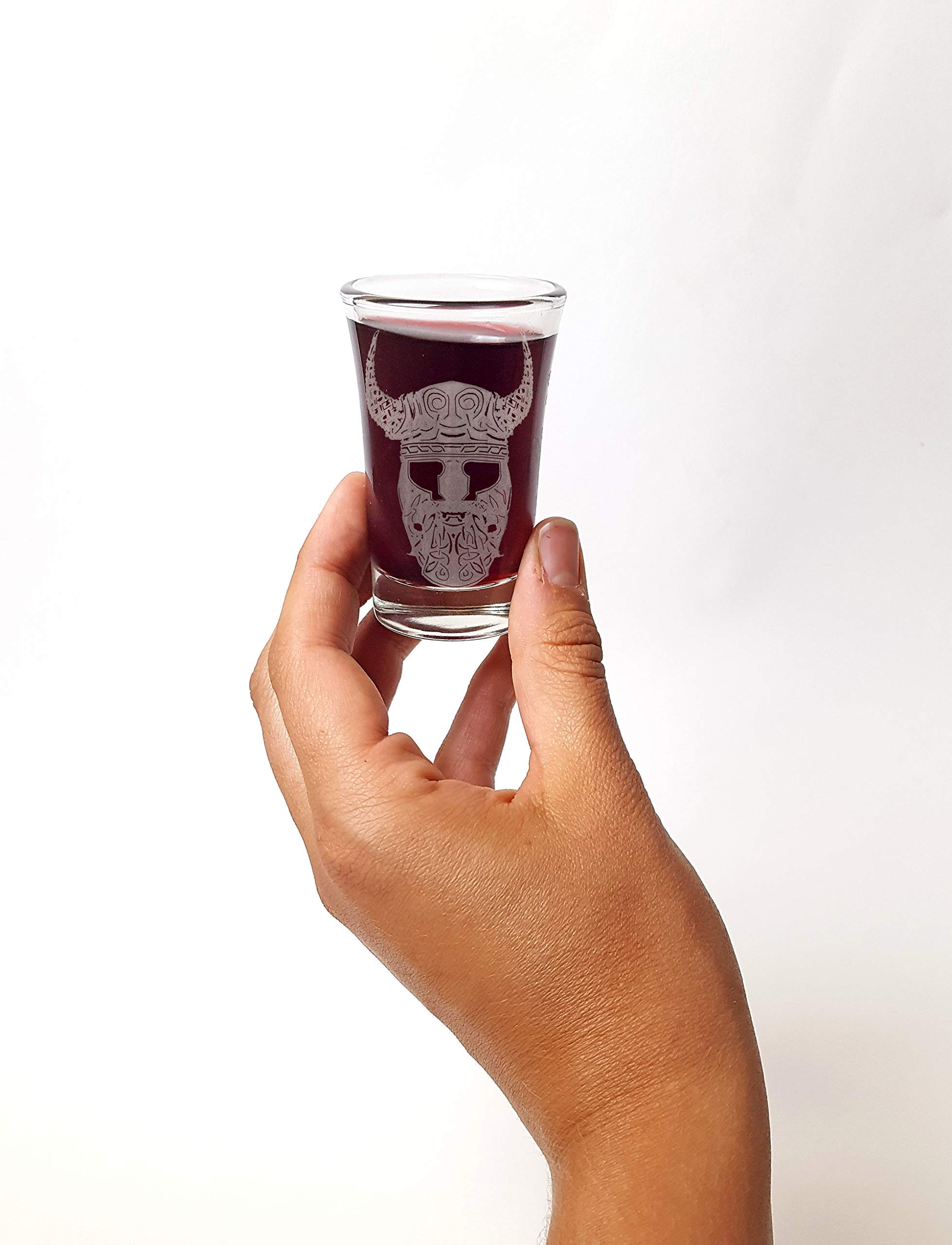 Celtic Viking Shot Glass, Horned Helmet - Free Personalized Engraving