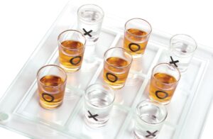 home essentials & beyond funville tic tac toe with shot glasses, clear