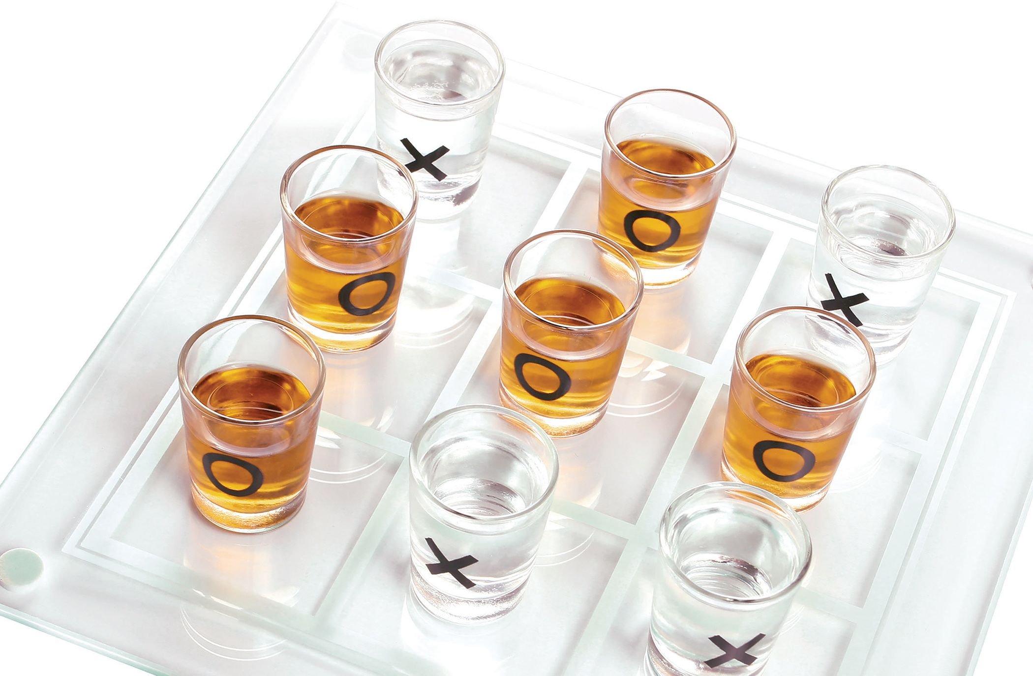 Home Essentials & Beyond Funville Tic Tac Toe with Shot Glasses, Clear