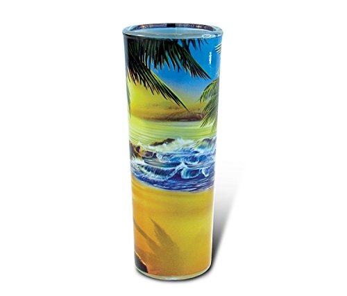Puzzled Palm Tree Full Shot Glass, 1.84 Oz. Tequila Cocktail Whisky Vodka Unbreakable Glassware Novelty Shooter Glasses Handcrafted Drinkware for Home and Bar