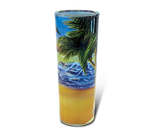 Puzzled Palm Tree Full Shot Glass, 1.84 Oz. Tequila Cocktail Whisky Vodka Unbreakable Glassware Novelty Shooter Glasses Handcrafted Drinkware for Home and Bar