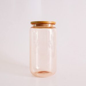 Pink Drinking Glass - Can Shaped 12 oz Glass Cup - 16 oz Beer Glass - Cocktail Glass - Iced Coffee Glass - Whiskey Glass