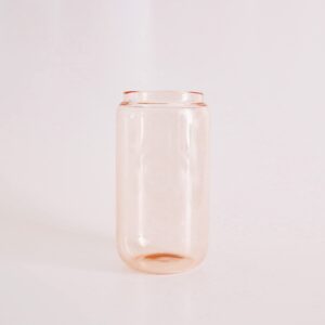 Pink Drinking Glass - Can Shaped 12 oz Glass Cup - 16 oz Beer Glass - Cocktail Glass - Iced Coffee Glass - Whiskey Glass