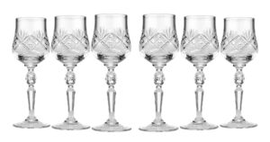 neman set of 6 russian cut crystal shot glasses 2-oz. hand made vodka or liquor stemmed vintage glassware
