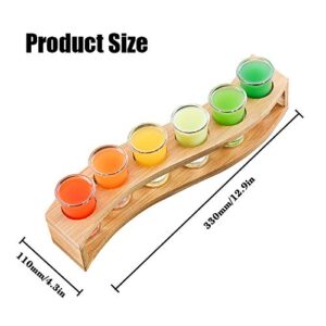 Coasta Shot Glass Holder Set-1Oz/30Ml Shot Glass Set Bamboo Shot Glass Holder, 6Pcs Shot Glass Set, Perfect for Party, Bar