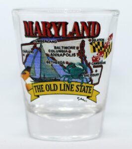 maryland state elements map shot glass