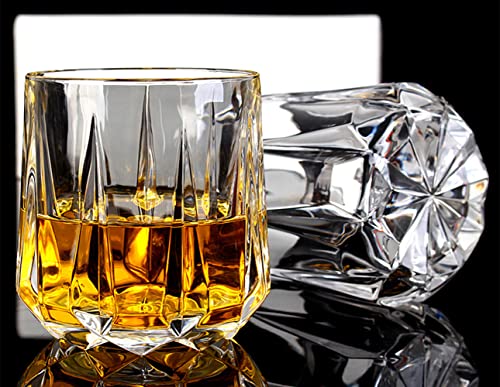 RIS LAN Old Fashioned Glasses Set of 6-12 Oz Crystal Glass Whisky Glasses, Luxury Whiskey Glasses for Drinking Bourbon, Scotch Whisky, Cocktails, Cognac, Unique Gifts for Men