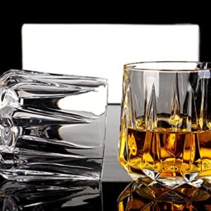 RIS LAN Old Fashioned Glasses Set of 6-12 Oz Crystal Glass Whisky Glasses, Luxury Whiskey Glasses for Drinking Bourbon, Scotch Whisky, Cocktails, Cognac, Unique Gifts for Men