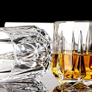 RIS LAN Old Fashioned Glasses Set of 6-12 Oz Crystal Glass Whisky Glasses, Luxury Whiskey Glasses for Drinking Bourbon, Scotch Whisky, Cocktails, Cognac, Unique Gifts for Men