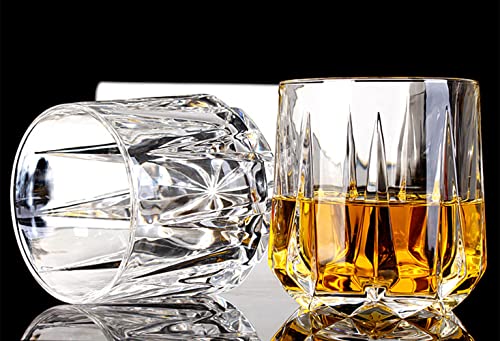 RIS LAN Old Fashioned Glasses Set of 6-12 Oz Crystal Glass Whisky Glasses, Luxury Whiskey Glasses for Drinking Bourbon, Scotch Whisky, Cocktails, Cognac, Unique Gifts for Men