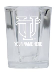 personalized customizable university of tampa spartans etched square shot glass 2 oz with custom name (1) officially licensed collegiate product