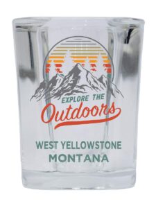 r and r imports west yellowstone montana explore the outdoors souvenir 2 ounce square base liquor shot glass
