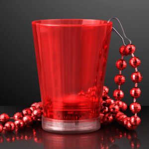 flashingblinkylights set of 4 light up red shot glasses on red party bead necklaces