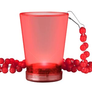 FlashingBlinkyLights Set of 4 Light Up Red Shot Glasses on Red Party Bead Necklaces