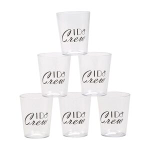 fun express set of 24 pieces i do crew wedding party shot glasses, holds 2 oz, bpa free plastic, wedding party supplies, clear
