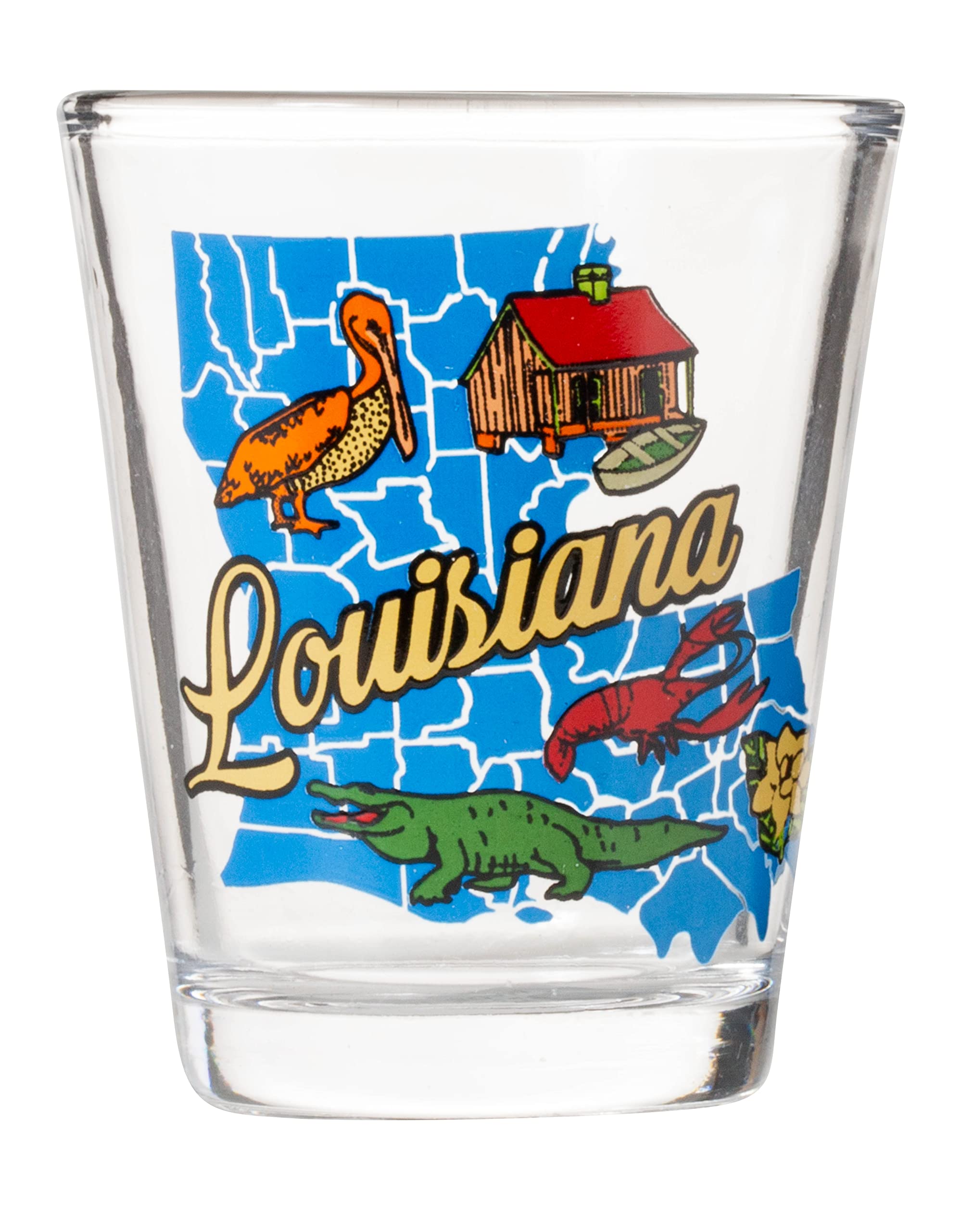 Artisan Owl Louisiana State Map Iconic Images Standard Size Souvenir Shot Glass