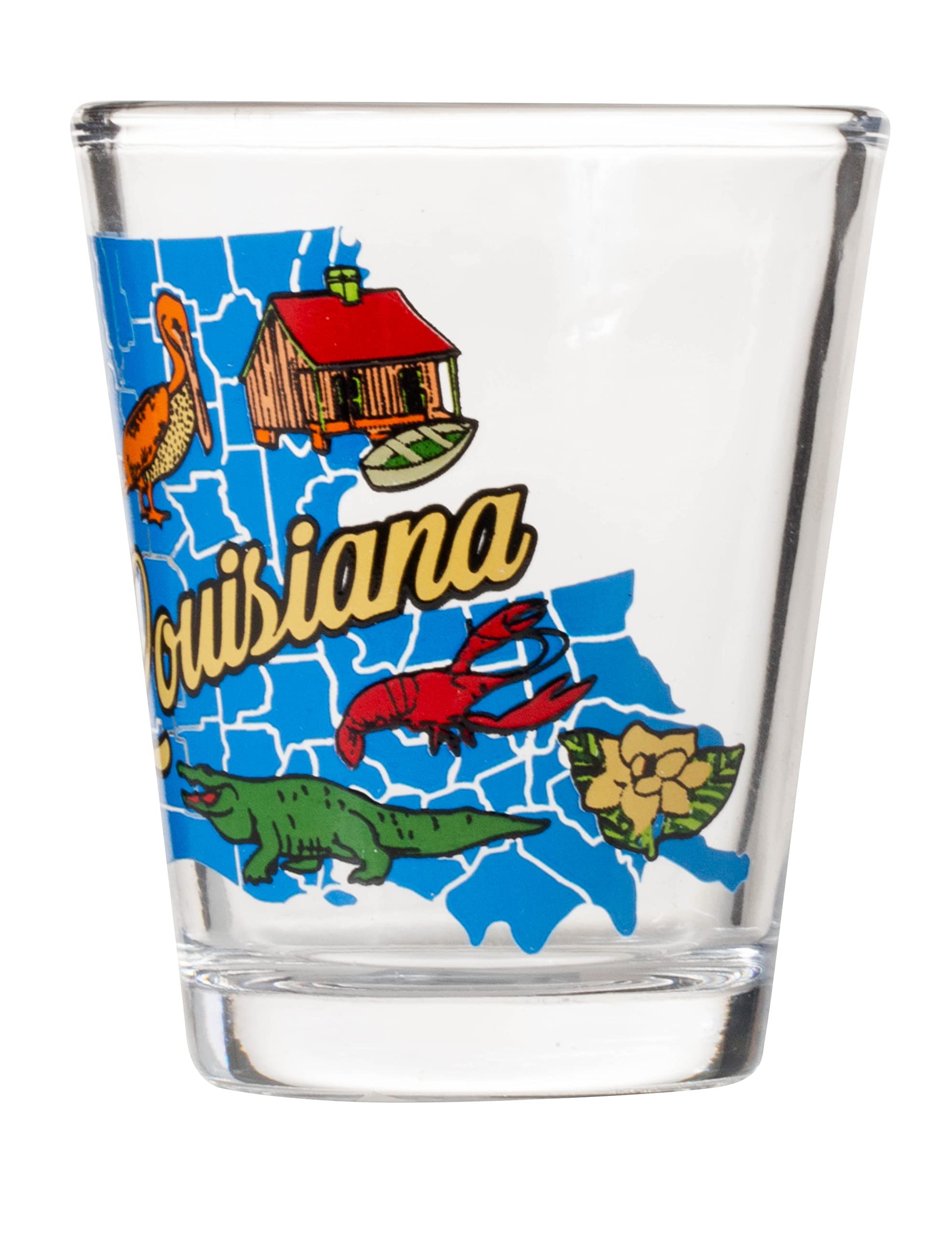 Artisan Owl Louisiana State Map Iconic Images Standard Size Souvenir Shot Glass