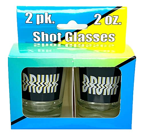 Black Ball Corp. Drunk - 2oz Novelty Shot Glass - 2 Piece Set