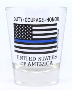 usa thin blue line flag law enforcement collectible shot glass