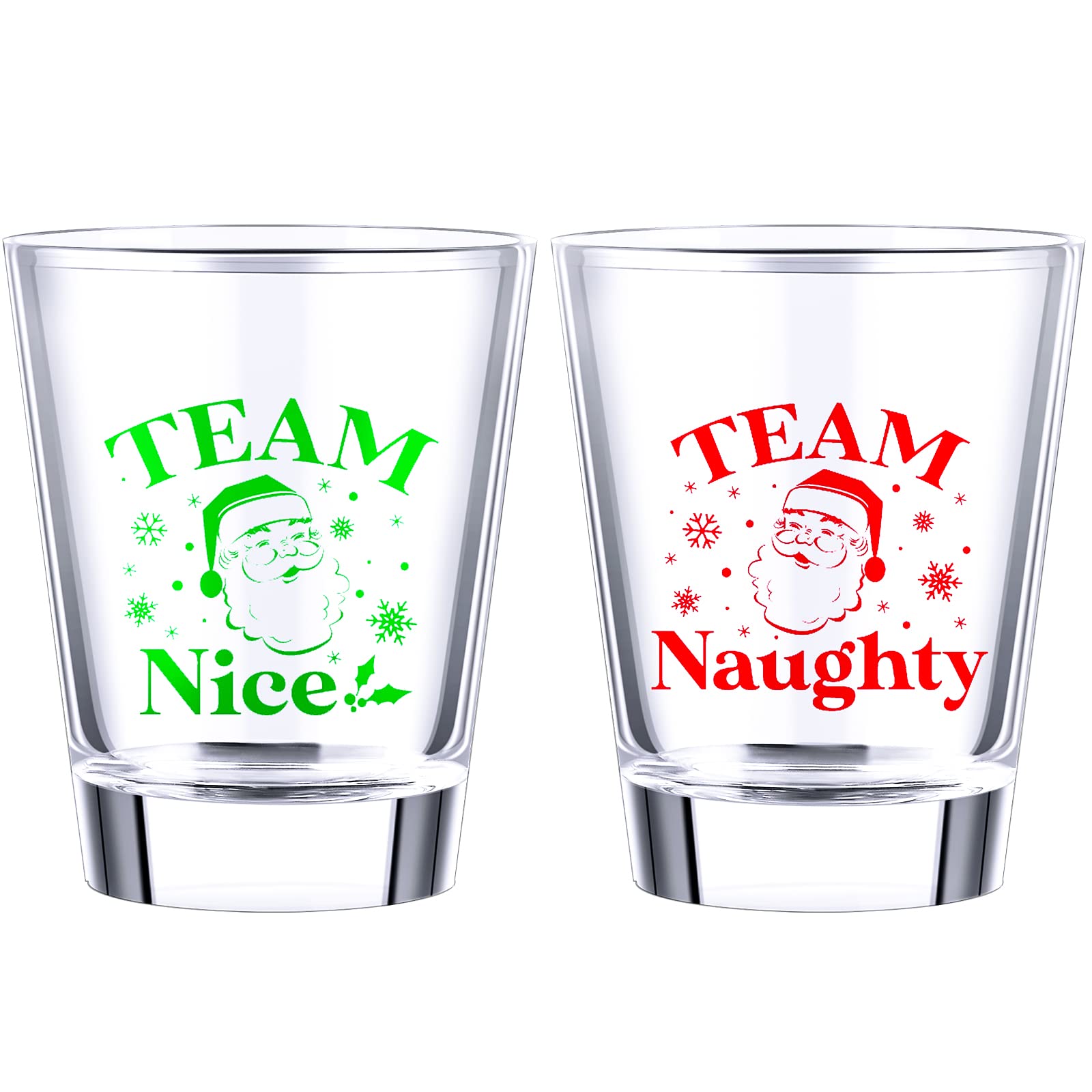 Hotop 2 Pcs Christmas Shot Glasses Funny Christmas Naughty Nice Novelty Glass Set Holiday Drinking Glasses1.5 oz Espresso Shot