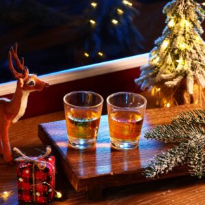 Hotop 2 Pcs Christmas Shot Glasses Funny Christmas Naughty Nice Novelty Glass Set Holiday Drinking Glasses1.5 oz Espresso Shot