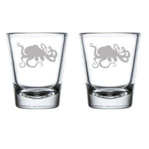 mip set of 2 shot glasses 1.75oz shot glass octopus and tentacles