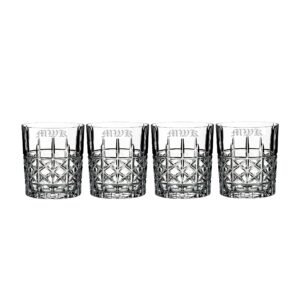 waterford marquis personalized brady double old fashioned 11oz whiskey glasses, set of four custom engraved crystal rocks glasses for bourbon, scotch, liquor, and more