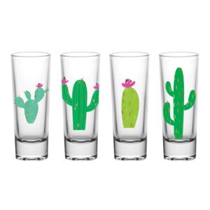 slant collections creative brands set of 4 shot glasses, 2-ounce, cactus