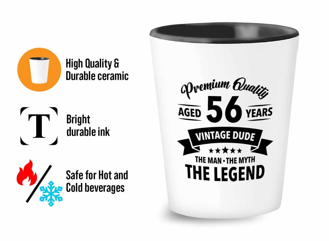 Bubble Hugs 56 Birthday Shot Glass 1.5oz - aged 56 years vintage dude - Turning 56 56th Birthday Born in 1967 Dirty Fifty Gifts Work Bestie