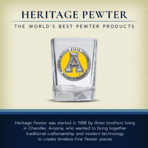 Heritage Pewter Appalachian State University Square Shot Glass | Hand-Sculpted 1.5 Ounce Shot Glass | Intricately Crafted Metal Pewter Alma Mater Inlay