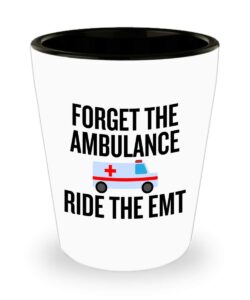 funny ems shot glass - medical technician gift - emt shot glass - paramedic, ambulance - ride the emt