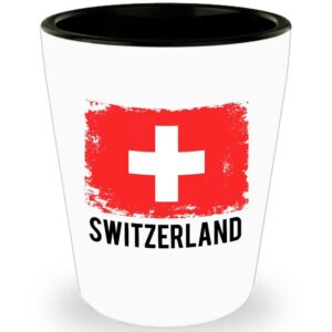 Switzerland Flag Shot Glass Funny Gifts - Swiss Pride Flag Hometown Country Pride, Travel, Souvenir, Vintage Switzerland Flag Ceramic Cup