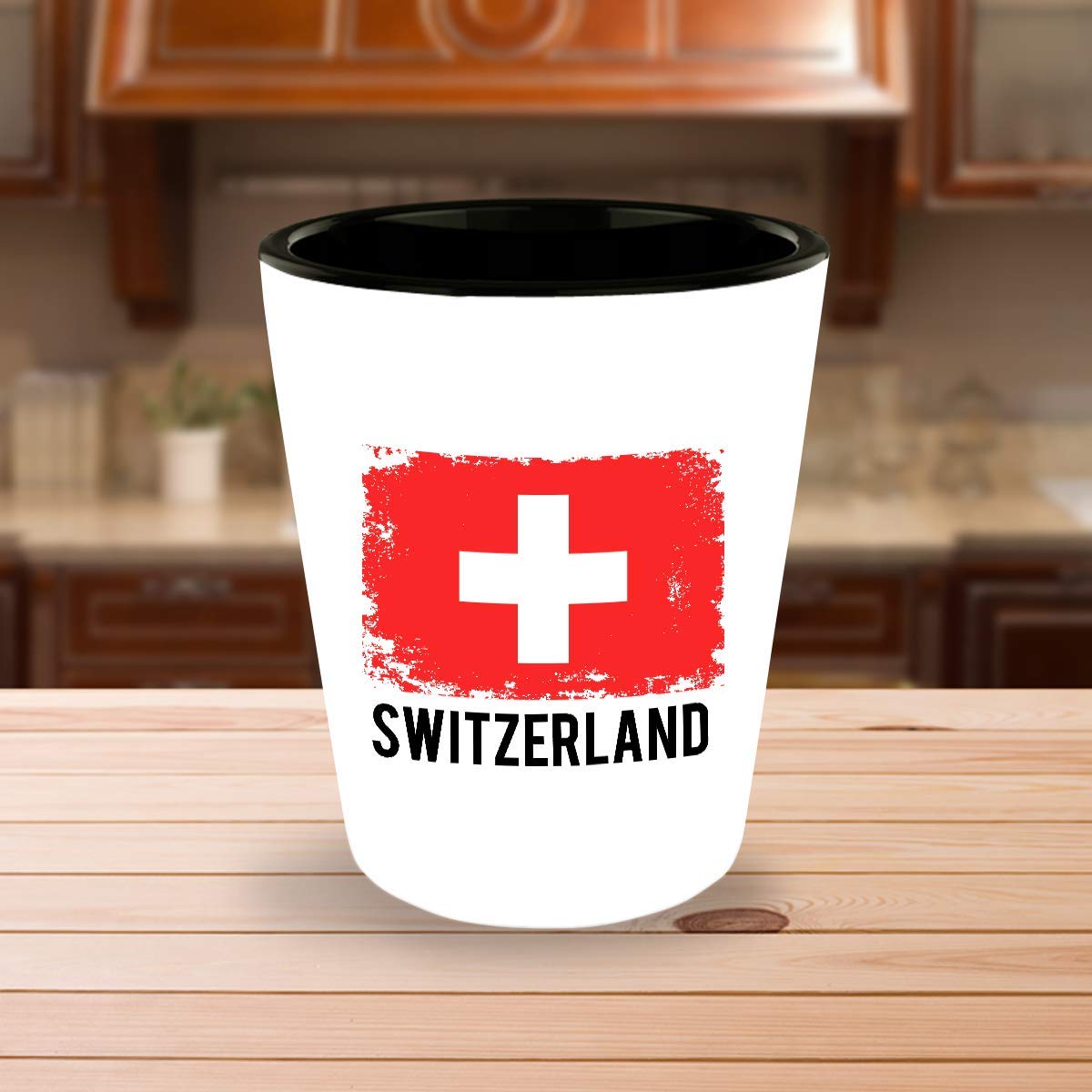 Switzerland Flag Shot Glass Funny Gifts - Swiss Pride Flag Hometown Country Pride, Travel, Souvenir, Vintage Switzerland Flag Ceramic Cup