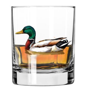 toasted tales mallard lake and lodge collection | 11 oz bourbon whiskey rock glass | novelty whiskey tasting glasses | home décor accessory | outdoor glass