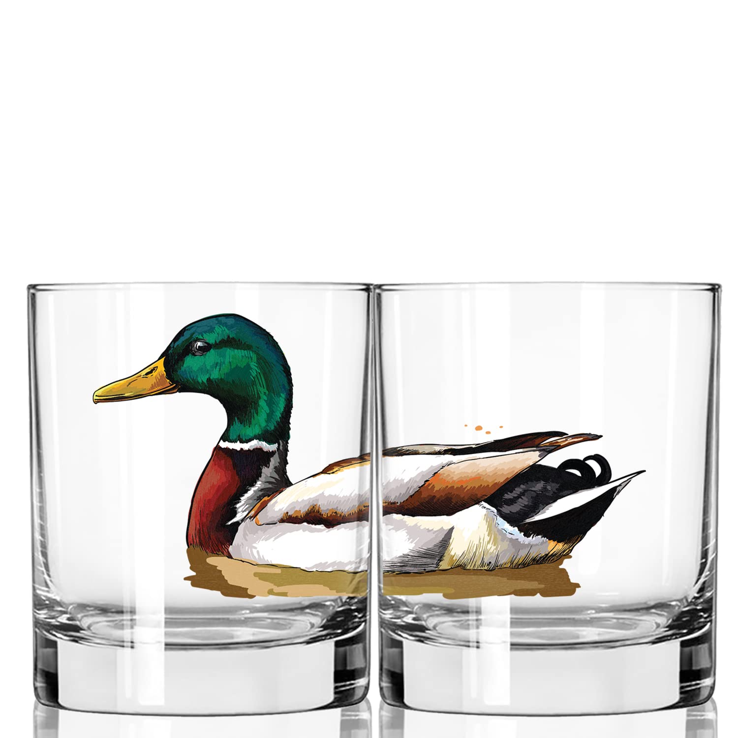 Toasted Tales Mallard Lake and Lodge Collection | 11 oz Bourbon Whiskey Rock Glass | Novelty Whiskey Tasting Glasses | Home Décor Accessory | Outdoor Glass