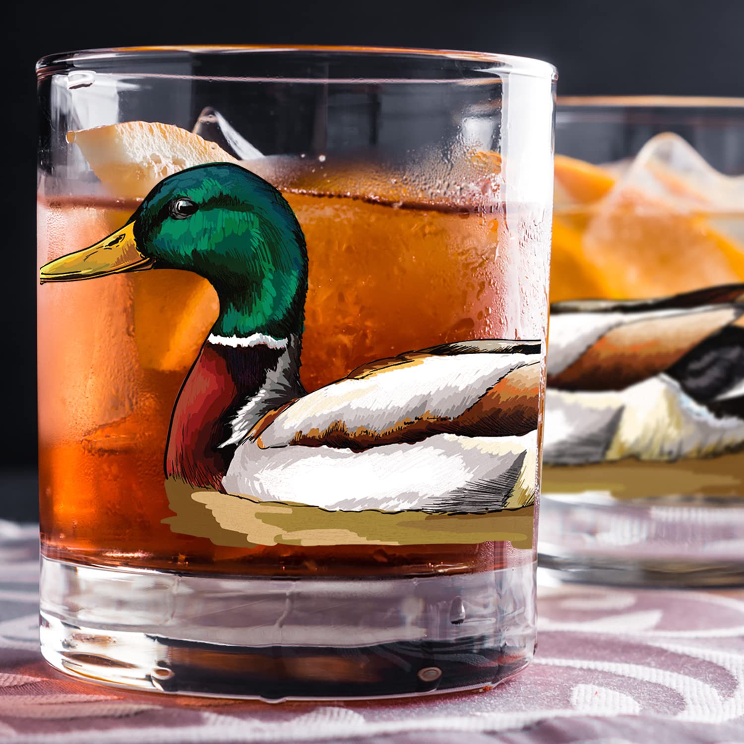 Toasted Tales Mallard Lake and Lodge Collection | 11 oz Bourbon Whiskey Rock Glass | Novelty Whiskey Tasting Glasses | Home Décor Accessory | Outdoor Glass