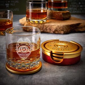Police Badge Engraved Rocks Glass & Chilling Stones Whiskey Gift Set (Personalized Product)