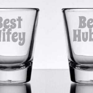 Alankathy Mugs Wifey Hubby Mr Mrs couple husband wife married shot glass 1.5 oz set