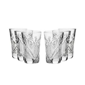 world gifts set of 6 russian cut crystal shot glasses 1.2 oz. hand made soviet ussr vodka shooters - vintage design