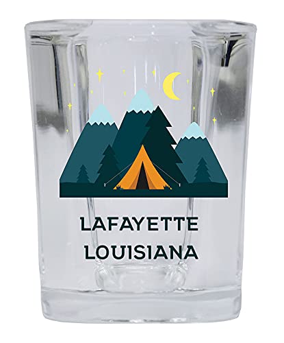 R and R Imports Lafayette Louisiana 2 Ounce Square Base Liquor Shot Glass Tent Design