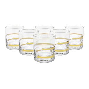 glazze crystal set of 6 handcrafted old-fashioned whiskey glasses with real gold wide-rimmed detailing, unique luxurious gift for men and women - for whisky & more