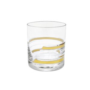 Glazze Crystal Set of 6 Handcrafted Old-Fashioned Whiskey Glasses with Real Gold Wide-Rimmed Detailing, Unique Luxurious Gift for Men and Women - For Whisky & More